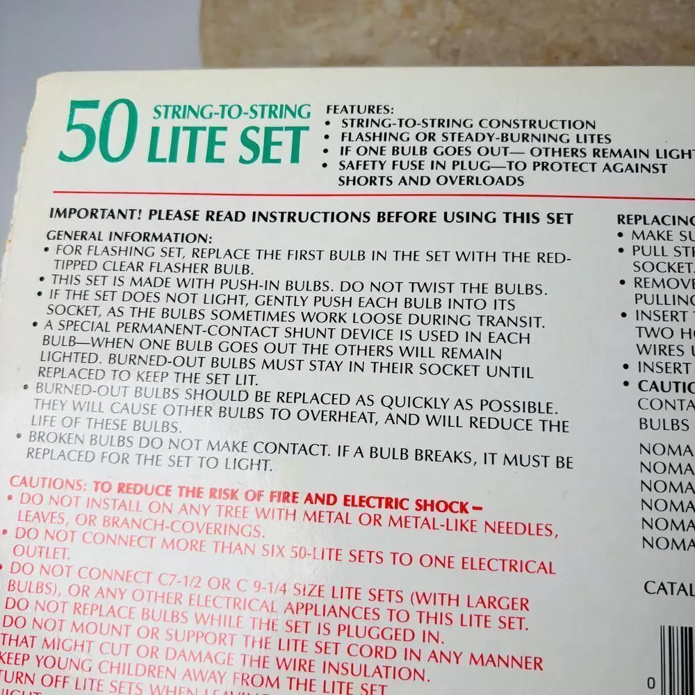 Vintage Noma 50 Lite Set String -To -String Multi-Color Indoor/Outdoor NOS 1 Out